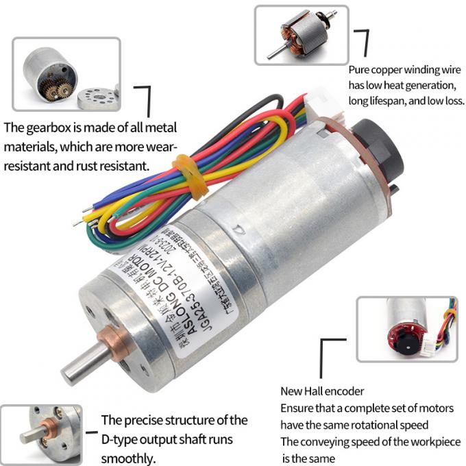 6v 12v 25mm Brushed DC Gear Motor Encoder JGA25-370B Wysoki moment obrotowy 25mm Brushed DC Gear Motor 17